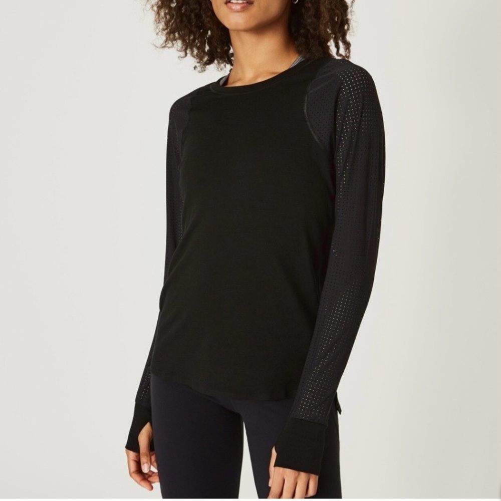 Sweaty Betty Breeze Wool Blend Perforated Long Sleeve Running Tee Shirt Gym XS